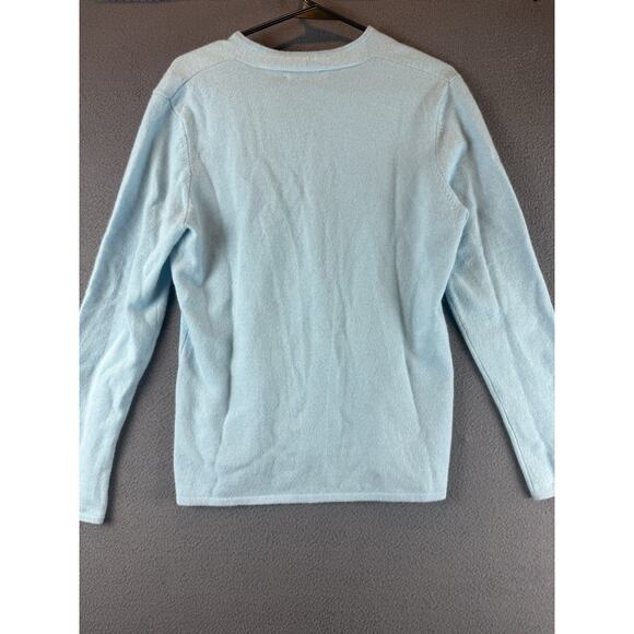 Mainbocher Light Blue 100% Cashmere V-Neck Long Sleeve Sweater Size XL - Picture 8 of 9